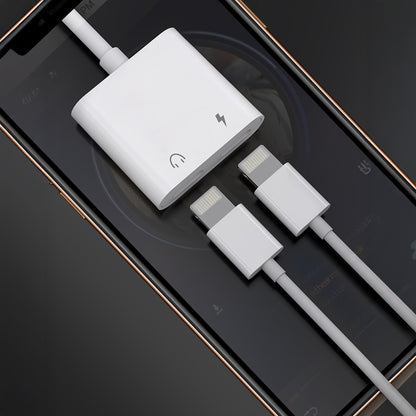Lenyes AX92 Lightning to Lightning 2in1 Şarj ve Kulaklık Dönüştürücü Adaptör Beyaz