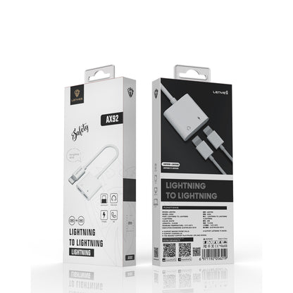 Lenyes AX92 Lightning to Lightning 2in1 Şarj ve Kulaklık Dönüştürücü Adaptör Beyaz