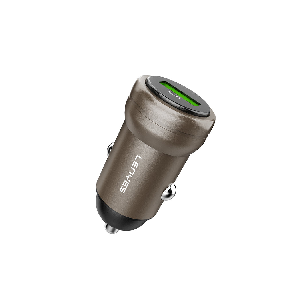 Lenyes CA61 Hızlı Şarj Özellikli USB-A Portlu Araç Şarj Aleti 18W Gold