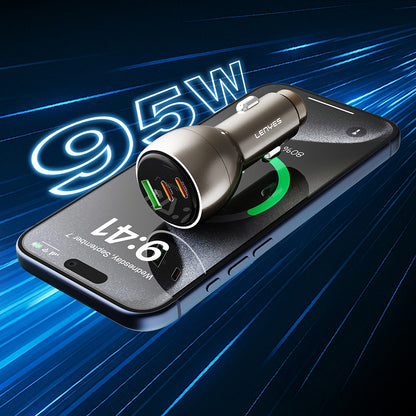 Lenyes CA64 Hızlı Şarj Özellikli Dual USB-A + Type-C Portlu PD Araç Şarj Aleti 30W Gold