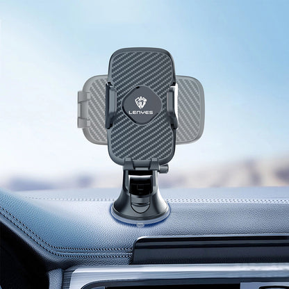 Lenyes CR121 Sarsıntı Önleyici 360° Derece Dönebilen Teleskopik Vantuzlu Tasarım Araç Telefon Tutucu Siyah