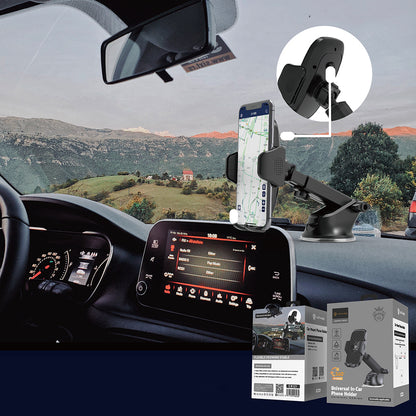 Lenyes CR121 Sarsıntı Önleyici 360° Derece Dönebilen Teleskopik Vantuzlu Tasarım Araç Telefon Tutucu Siyah