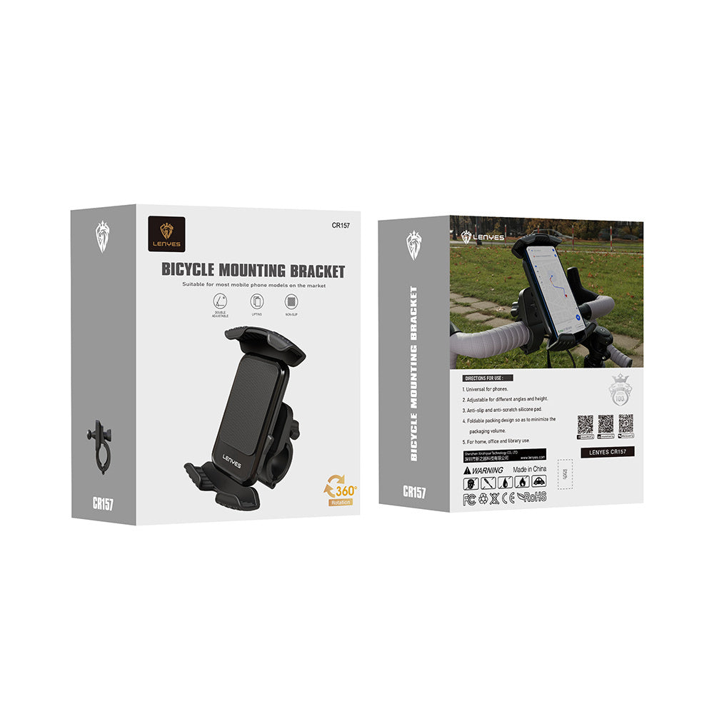 Lenyes CR157 360° Derece Dönebilen Ayarlanabilir Motosiklet ve Bisiklet Telefon Tutucu Siyah