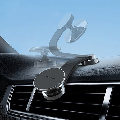 Lenyes CR171 Magnetik M-safe Uyumlu Bükülebilen Eğimi ve Düz Zemin Araç Telefon Tutucu Siyah