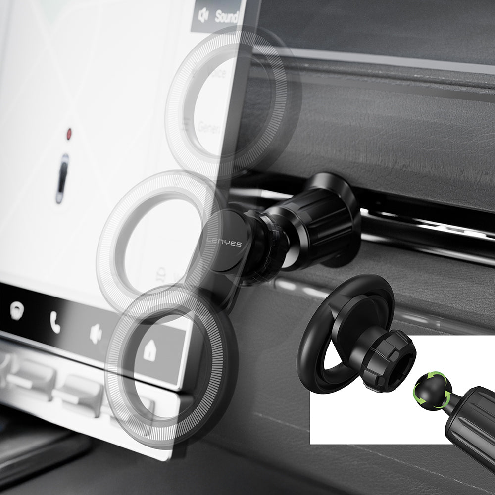 Lenyes CR183 M-safe Magnetik Özellikli 360 Derece Dönebilen Havalandırma Tasarım Araç Telefon Tutucu Siyah