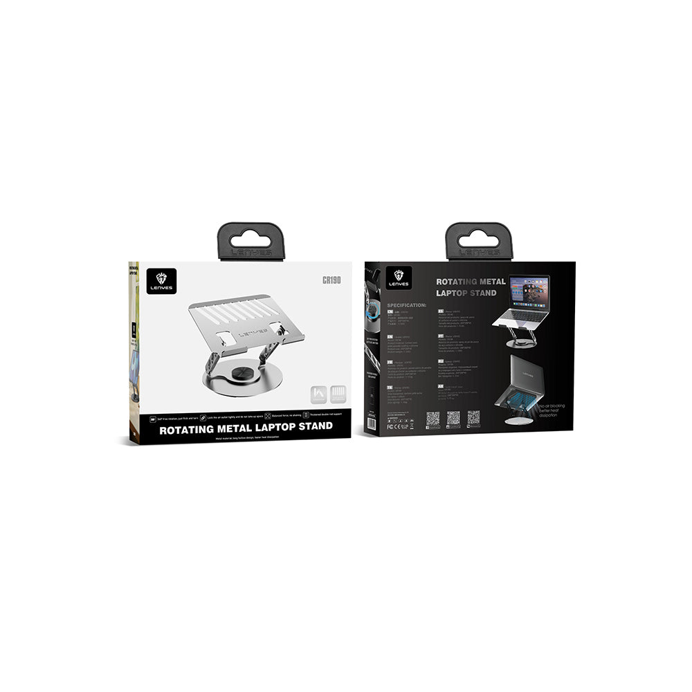 Lenyes CR190 360 Derece Dönebilen Katlanabilir Laptop Standı Gümüş