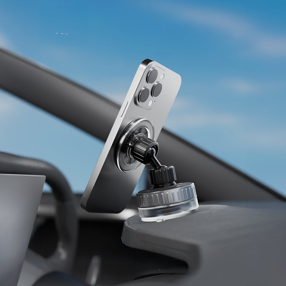 Lenyes CR192 Vakum Özellikli 360 Derece Dönebilen Magnetik Telefon Tutucu Siyah