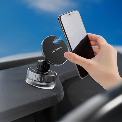 Lenyes CR192 Vakum Özellikli 360 Derece Dönebilen Magnetik Telefon Tutucu Siyah