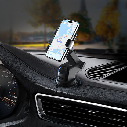 Lenyes CR195 Sarsıntı Önleyici 360° Derece Dönebilen Teleskopik Vantuzlu Tasarım Araç Telefon Tutucu Siyah