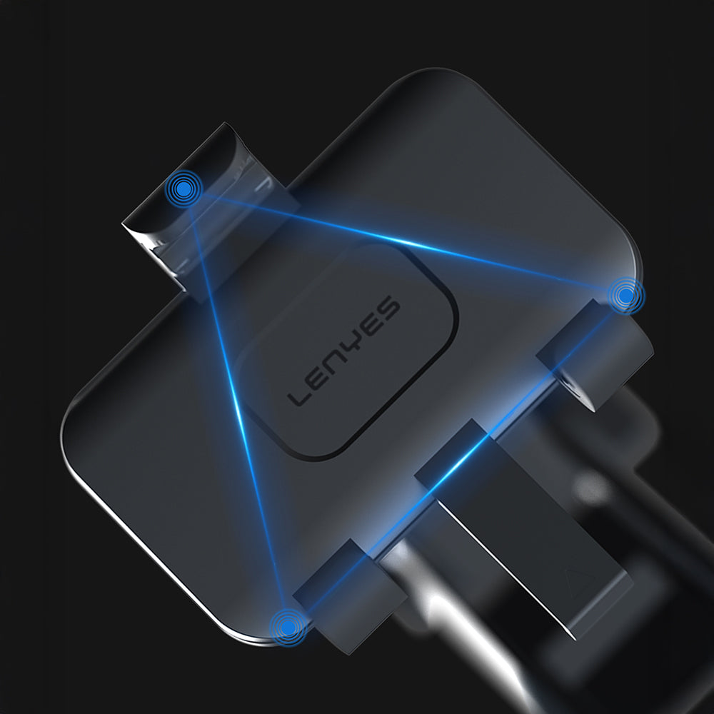 Lenyes CR195 Sarsıntı Önleyici 360° Derece Dönebilen Teleskopik Vantuzlu Tasarım Araç Telefon Tutucu Siyah