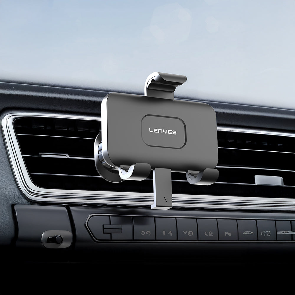 Lenyes CR196 360° Dönebilen Havalandırma Tasarım Araç Telefon Tutucu Siyah