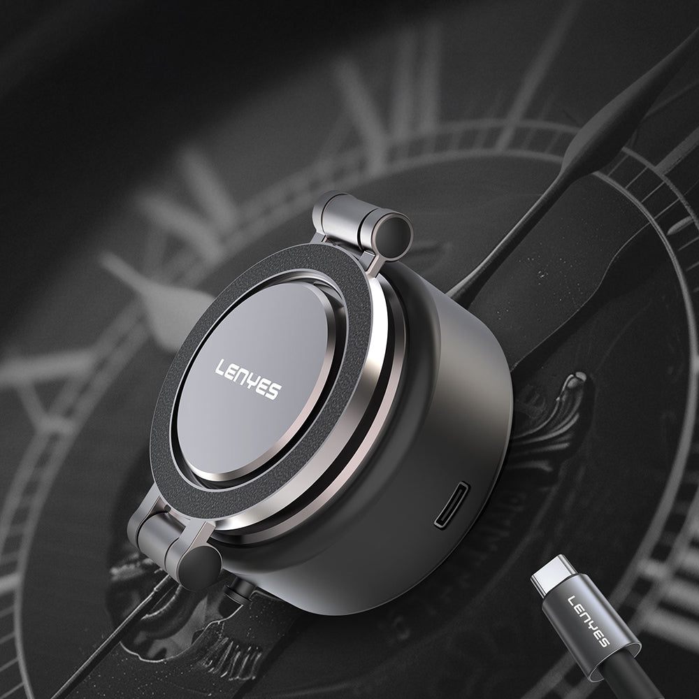 Lenyes CR198 360 Derece Dönebilen 100mAh Type-C Portlu Elektrikli Vakum Özellikli Katlanabilir Telefon Tutucu Siyah