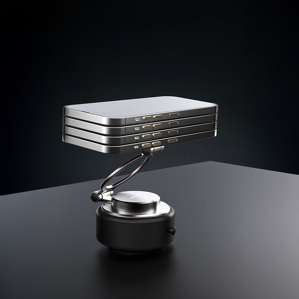 Lenyes CR198 360 Derece Dönebilen 100mAh Type-C Portlu Elektrikli Vakum Özellikli Katlanabilir Telefon Tutucu Siyah