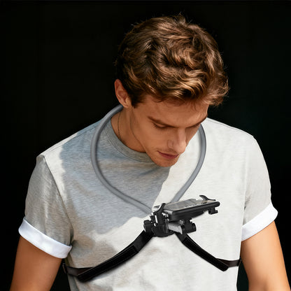 Lenyes CR203 2in1 Eller Serbest Magnetik Boyun Askılı Telefon Tutucu Siyah