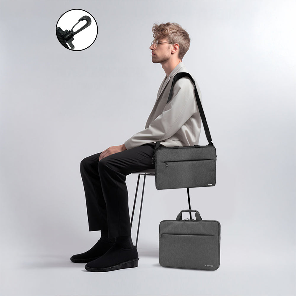 Lenyes LB509 Cleo Protect Pro Serisi Darbe Emici Su Geçirmez Polyester Kumaş 15.6 inç Laptop Çantası Siyah