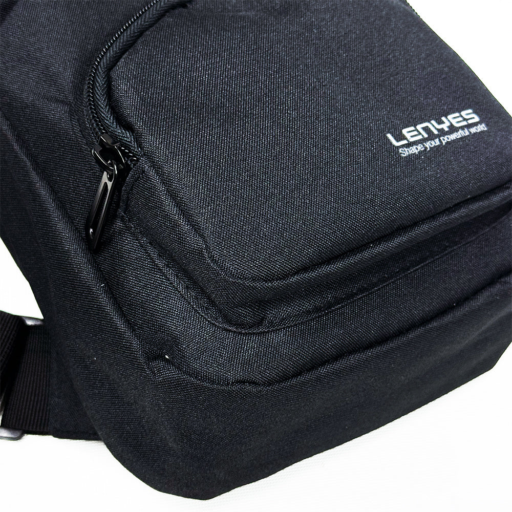 Lenyes LB526 Urus Serisi Su Geçirmez Polyester Kumaş Ayarlanabilir Omuz Askılı Çapraz Vücut Çantası Siyah
