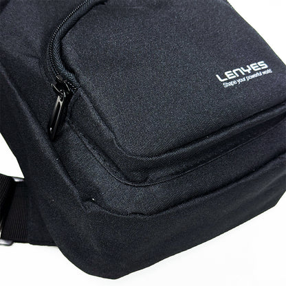 Lenyes LB526 Urus Serisi Su Geçirmez Polyester Kumaş Ayarlanabilir Omuz Askılı Çapraz Vücut Çantası Siyah