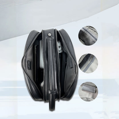 Lenyes LB527 Tomas Serisi Dokuma PU Mat Deri Bilek Tasarımlı Çizilmeye Karşı Dayanıklı Aksesuar Çantası Siyah