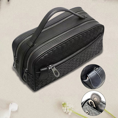 Lenyes LB527 Tomas Serisi Dokuma PU Mat Deri Bilek Tasarımlı Çizilmeye Karşı Dayanıklı Aksesuar Çantası Siyah