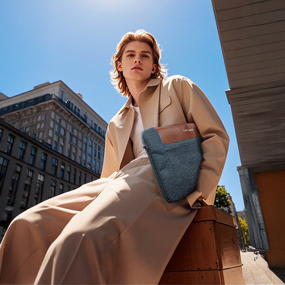 Lenyes LB542 Rambler Serisi Su Geçirmez Polyester Kumaş 13-14 inç Laptop Çantası Gri