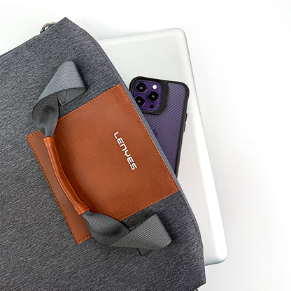 Lenyes LB544 Rambler Serisi Polyester Kumaş 15-16 inç Su Geçirmez Laptop Çantası Gri