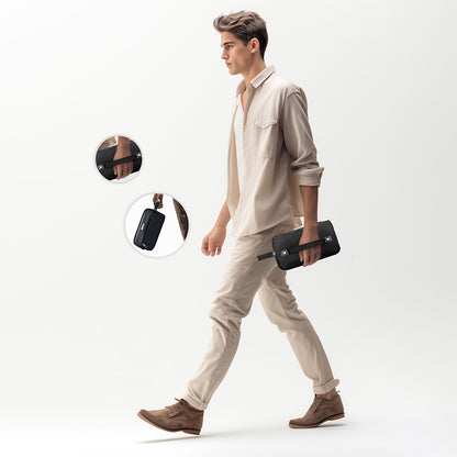 Lenyes LB551 Voyagers Serisi 1200D Polyester Kumaş Bilek Askı Kayışlı Mobil Aksesuar Çantası Siyah