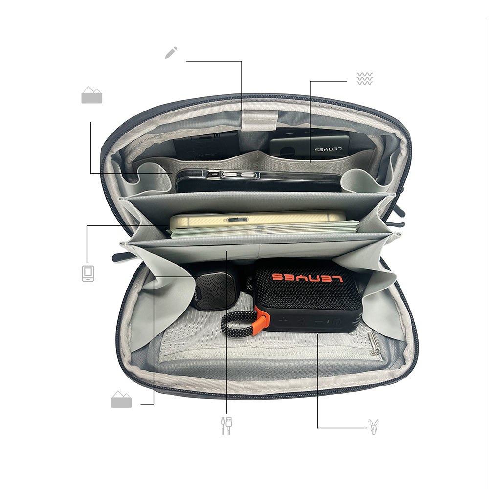 Lenyes LB561 Su Geçirmez Aşınmaya ve Çizilmeye Dayanıklı Çapraz Vücut Askılı Aksesuar Çantası 25.5cm Gri