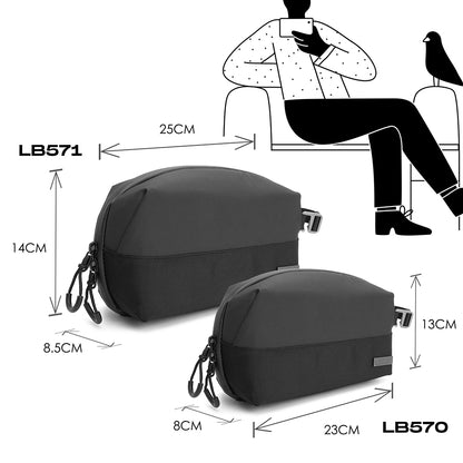 Lenyes LB571 Su Geçirmez Aşınmaya ve Çizilmeye Dayanıklı Aksesuar Çantası 25cm Siyah
