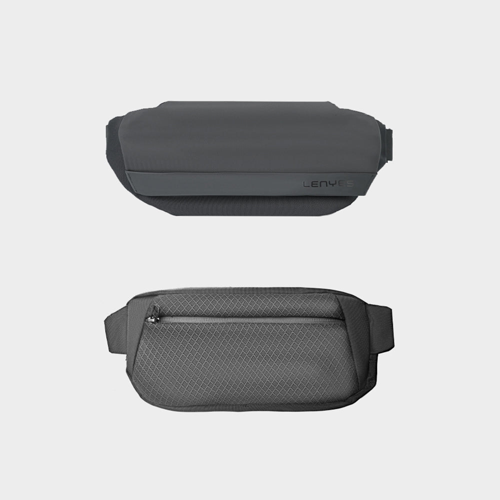 Lenyes LB573 Creator Serisi Su Geçirmez Polyester Kumaş Ayarlanabilir Askılı Bel Çantası Gri
