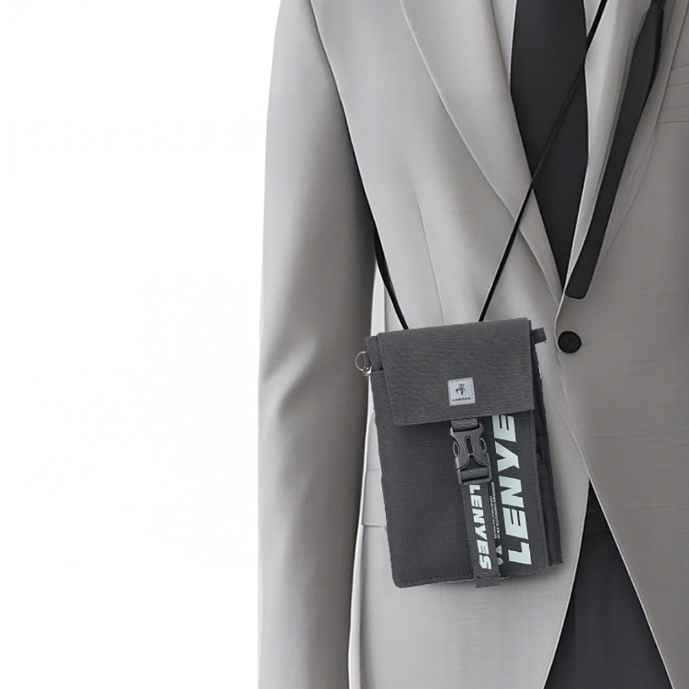 Lenyes LB582 Roamer Serisi Çok Amaçlı Su Geçirmez Polyester Kumaş Ayarlanabilir Omuz Askılı Çapraz Vücut Çantası Gri
