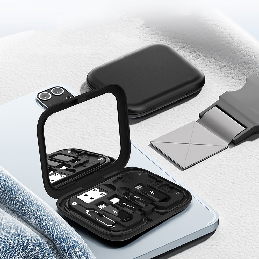 Lenyes LB602 6in1 Type-C to Type-C Kablolu 60W Çevirici Adaptör Seti Standlı Saklama Kutusu Siyah