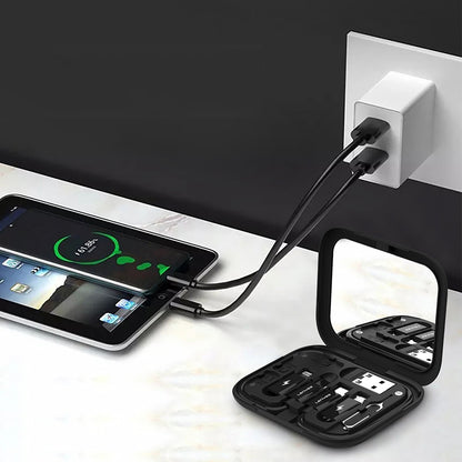 Lenyes LB602 6in1 Type-C to Type-C Kablolu 60W Çevirici Adaptör Seti Standlı Saklama Kutusu Siyah