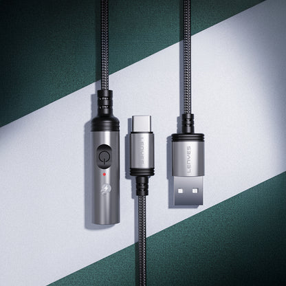 Lenyes LC110-TC Bükülme ve Aşınmaya Dayanıklı Örgü Tasarımlı Type-C Bağlantılı Çakmak Kablosu 30cm Gri