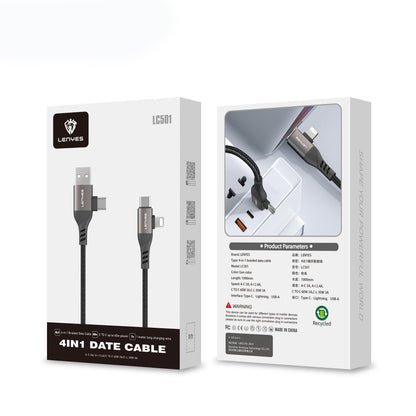 Lenyes LC501 4in1 A+C to C+L Şarj ve Data Kablosu 60W 1M Gri