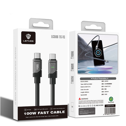 Lenyes LC506 Type-C to Type-C PD 100W Hızlı Şarj Özellikli Data ve Şarj Kablosu 1M Siyah