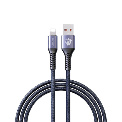 Lenyes LC510 USB-A to Lightning 2.4A Örgü Tasarımlı Hızlı Şarj Özellikli Data ve Şarj Kablosu 1M Siyah