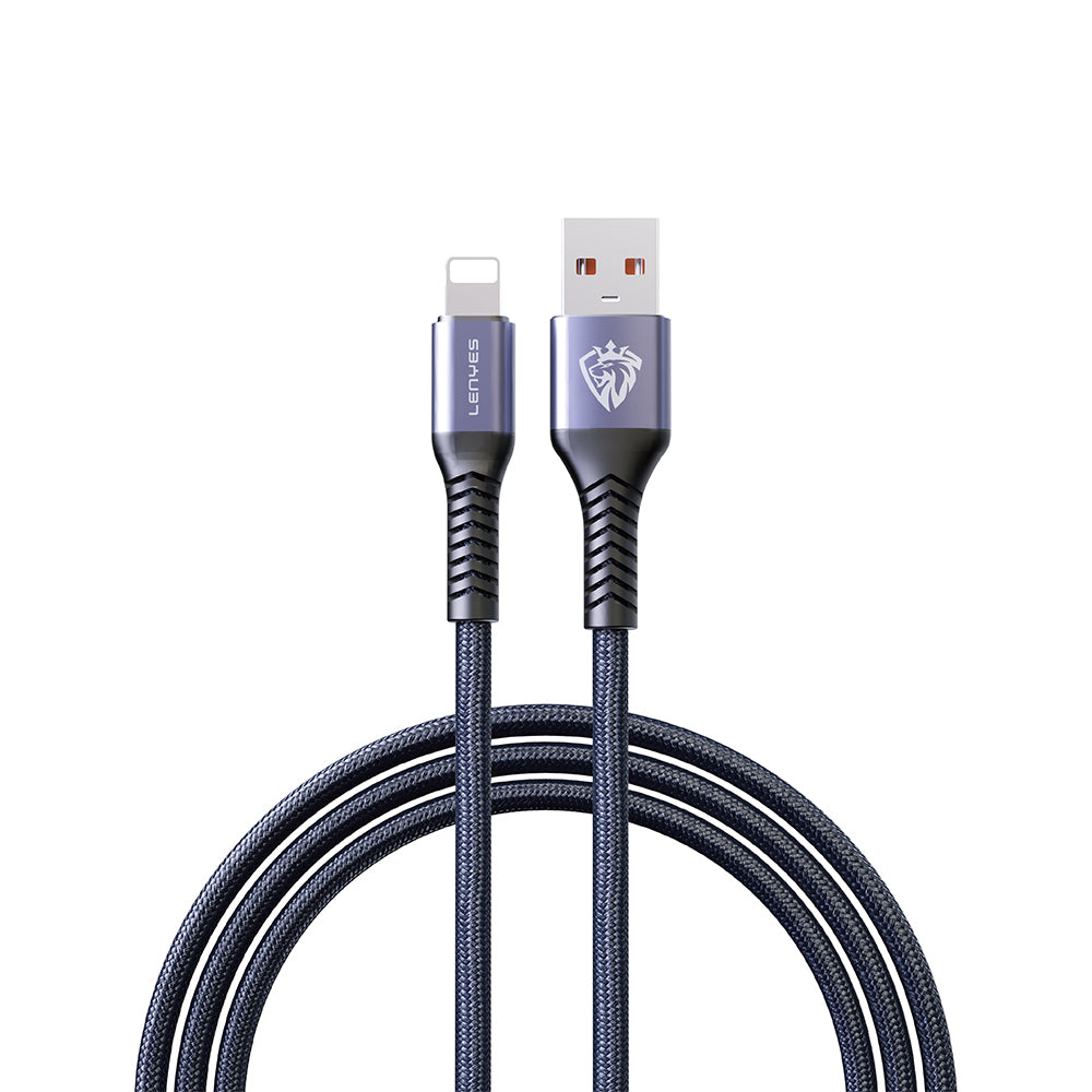 Lenyes LC510 USB-A to Lightning 2.4A Örgü Tasarımlı Hızlı Şarj Özellikli Data ve Şarj Kablosu 1M Siyah