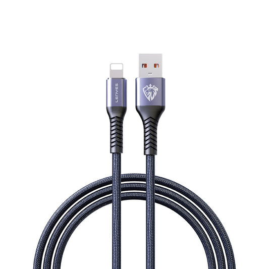 Lenyes LC510 USB-A to Lightning 2.4A Örgü Tasarımlı Hızlı Şarj Özellikli Data ve Şarj Kablosu 1M Siyah