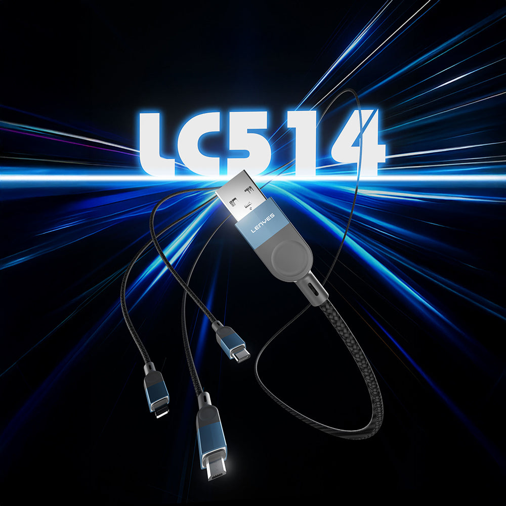 Lenyes LC514 USB-A to Lightning Hızlı Şarj Özellikli Örgülü Data ve Şarj Kablosu 15W 1M Siyah