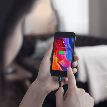 Lenyes LC515 Type-C to Lightning Hızlı Şarj Özellikli Örgülü Data ve Şarj Kablosu 30W 1M Mavi