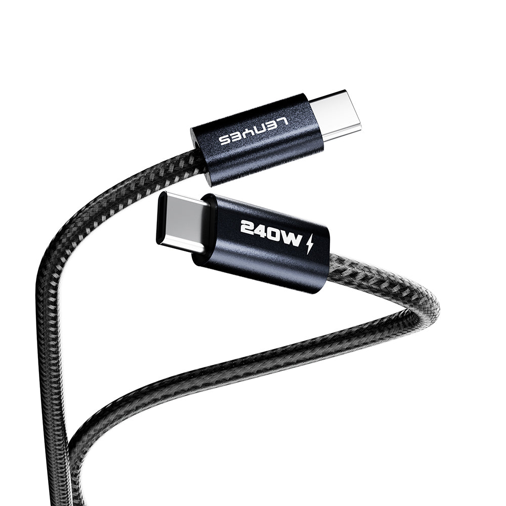 Lenyes LC522 Type-C to Type-C Hızlı Şarj Özellikli Data ve Şarj Kablosu 240W 1.2M Siyah