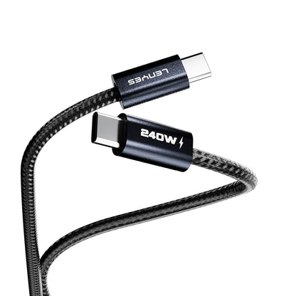 Lenyes LC522 Type-C to Type-C Hızlı Şarj Özellikli Data ve Şarj Kablosu 240W 1.2M Siyah