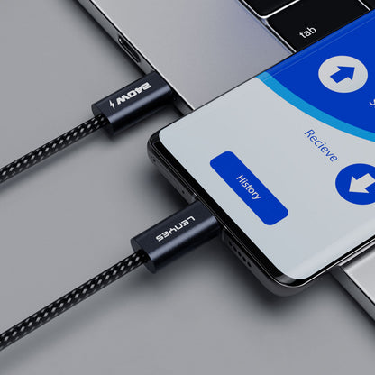 Lenyes LC522 Type-C to Type-C Hızlı Şarj Özellikli Data ve Şarj Kablosu 240W 1.2M Siyah