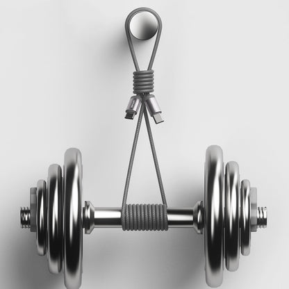 Lenyes LC527 Spiral Magnetik Örgülü Tasarım Type-C to Type-C Hızlı Şarj Özellikli Data ve Şarj Kablosu 60W 1M Gri