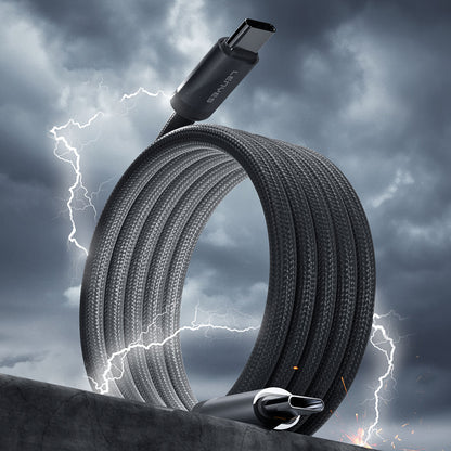 Lenyes LC527 Spiral Magnetik Örgülü Tasarım Type-C to Type-C Hızlı Şarj Özellikli Data ve Şarj Kablosu 60W 1M Gri