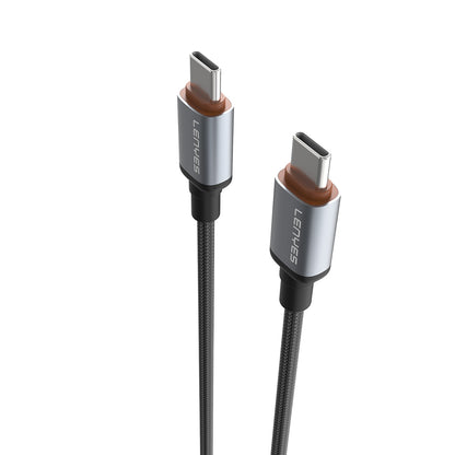 Lenyes LC528 Type-C to Type-C Hızlı Şarj Özellikli Örgülü Data ve Şarj Kablosu 60W 1M Siyah