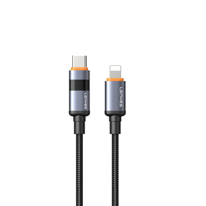 Lenyes LC529 Type-C to Lightning LED Dijital Göstergeli Hızlı Şarj Özellikli Data ve Şarj Kablosu 30W 1M Siyah