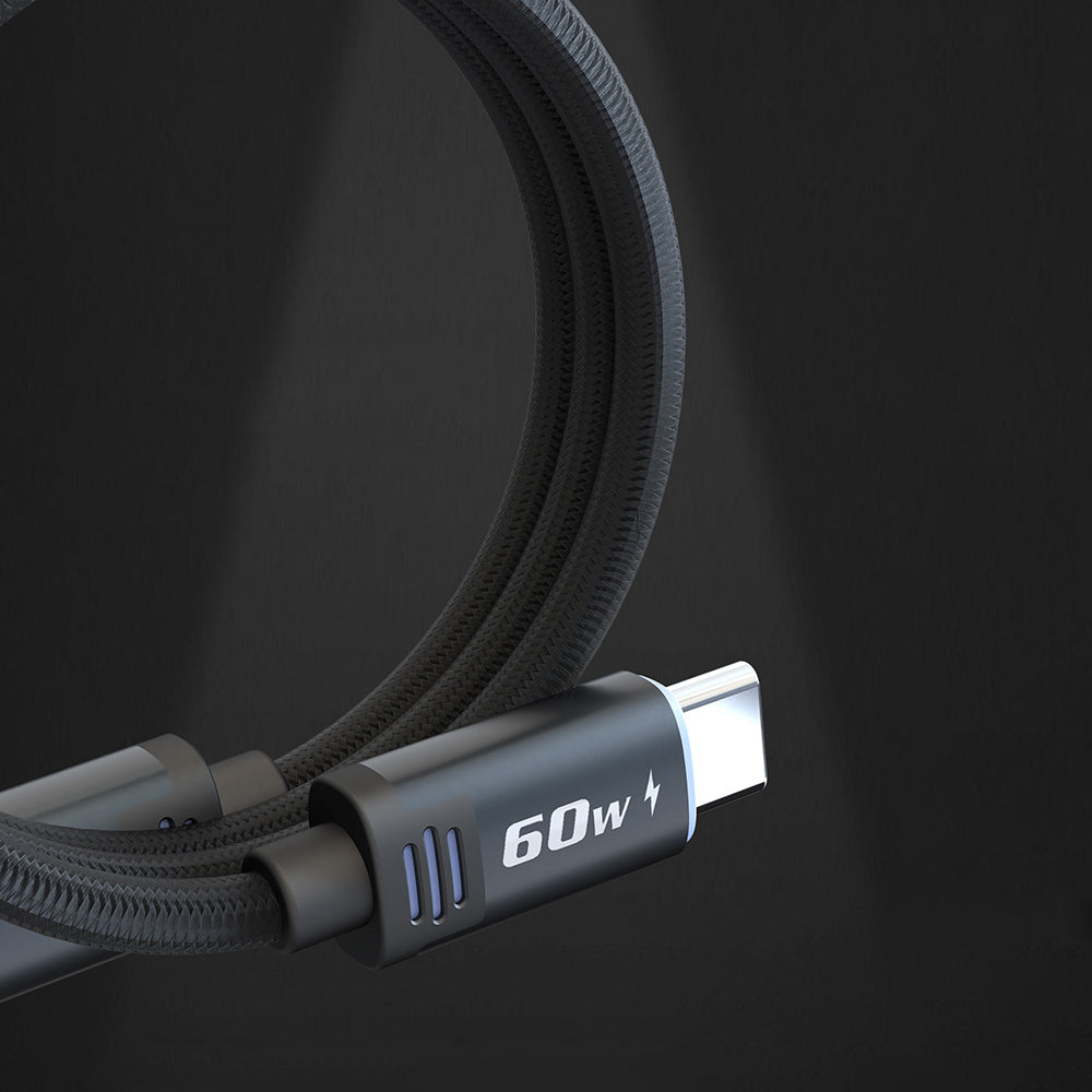 Lenyes LC532 Type-C to Type-C Hızlı Şarj Özellikli Data ve Şarj Kablosu 60W 1M Gri