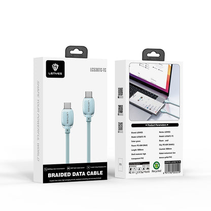 Lenyes LC536 Type-C to Type-C PD Örgü Tasarımlı Hızlı Şarj Özellikli Data ve Şarj Kablosu 60W 1M Beyaz