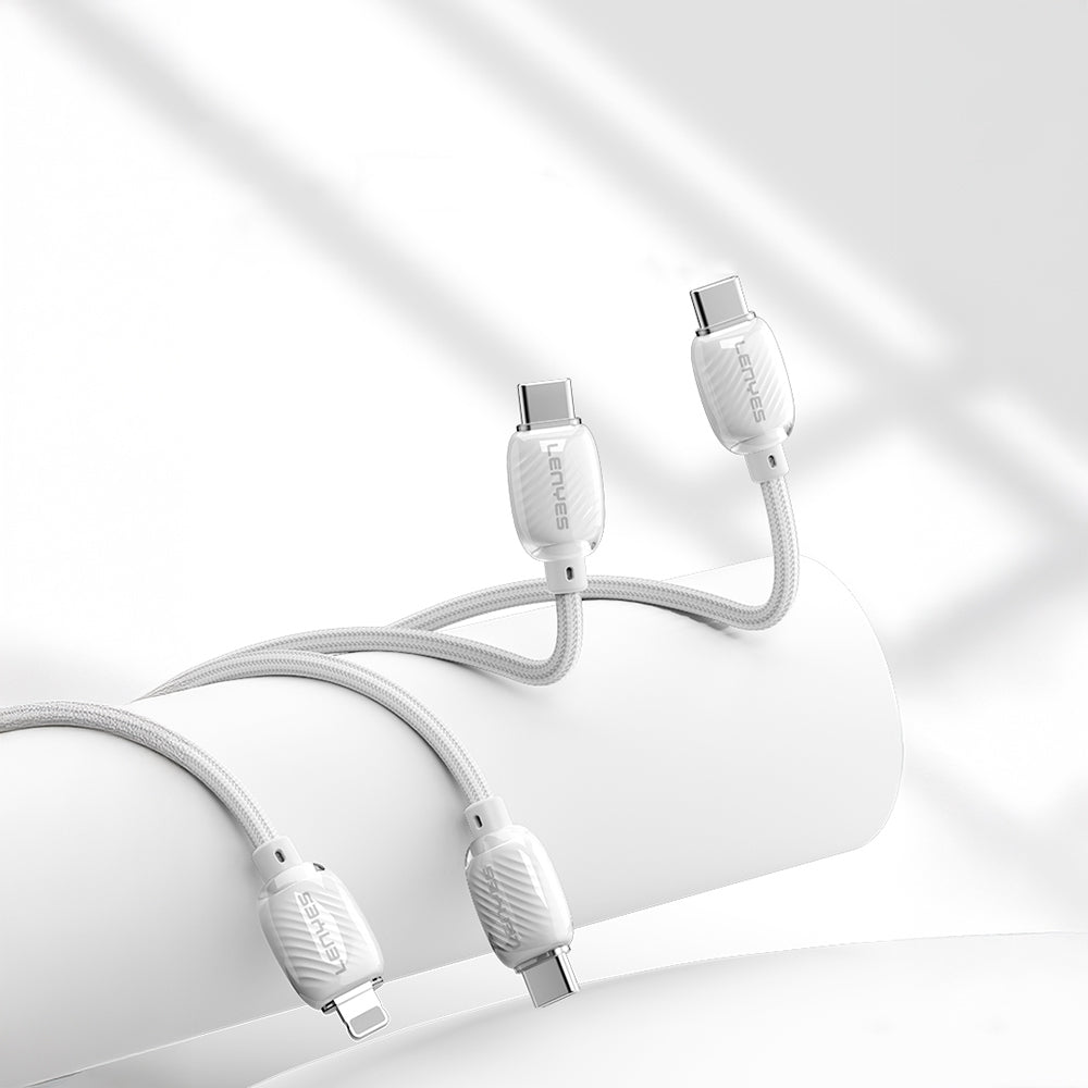 Lenyes LC536 Type-C to Type-C PD Örgü Tasarımlı Hızlı Şarj Özellikli Data ve Şarj Kablosu 60W 1M Beyaz